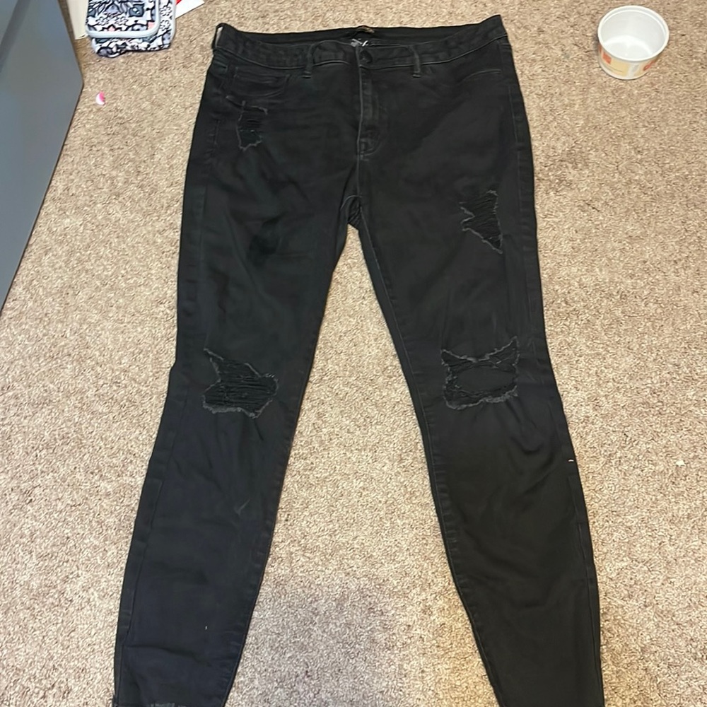 Distressed black jeans